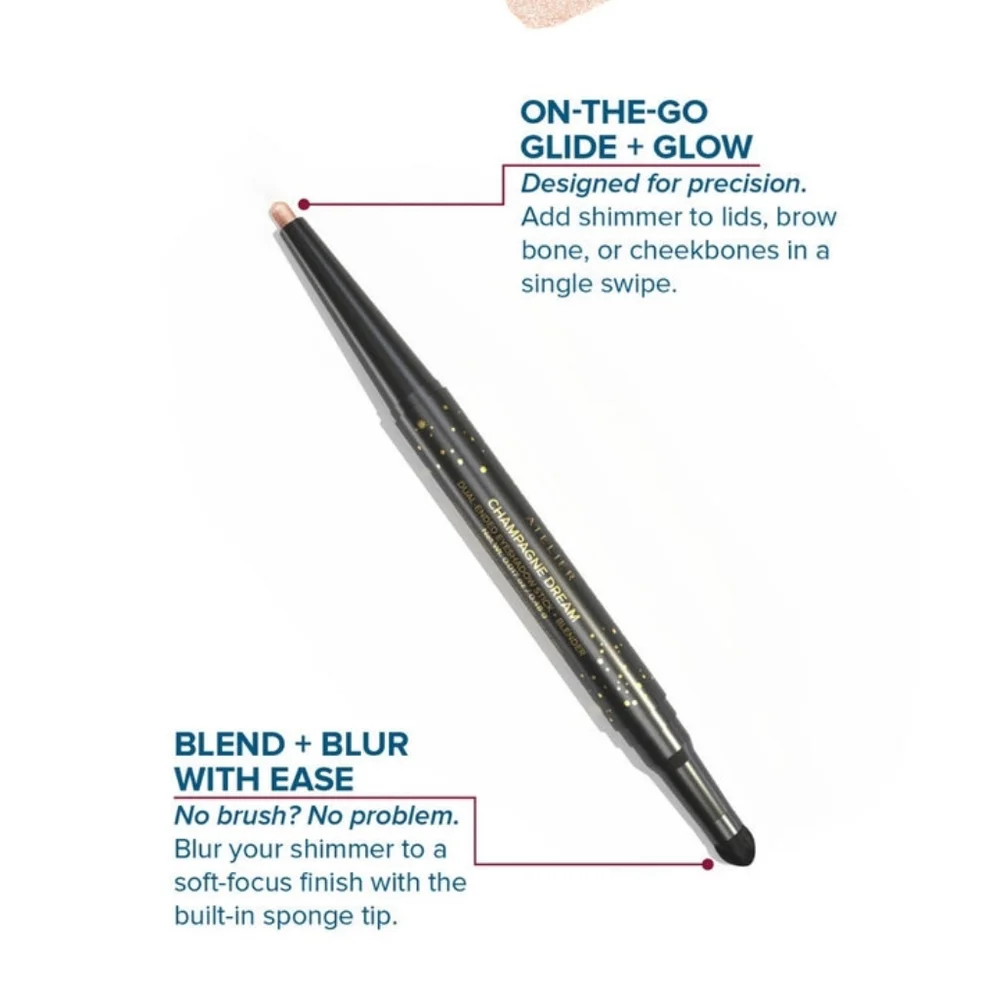 🔴 DEAR MIDNIGHT ATELIER Dual-Ended Eyeshadow Stick + Blender - Champagne Dream